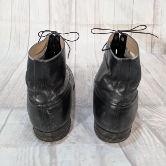 Vintage Black Leather Lace-Up Ankle Boots US Size 8.5/9 - Picture 5 of 12